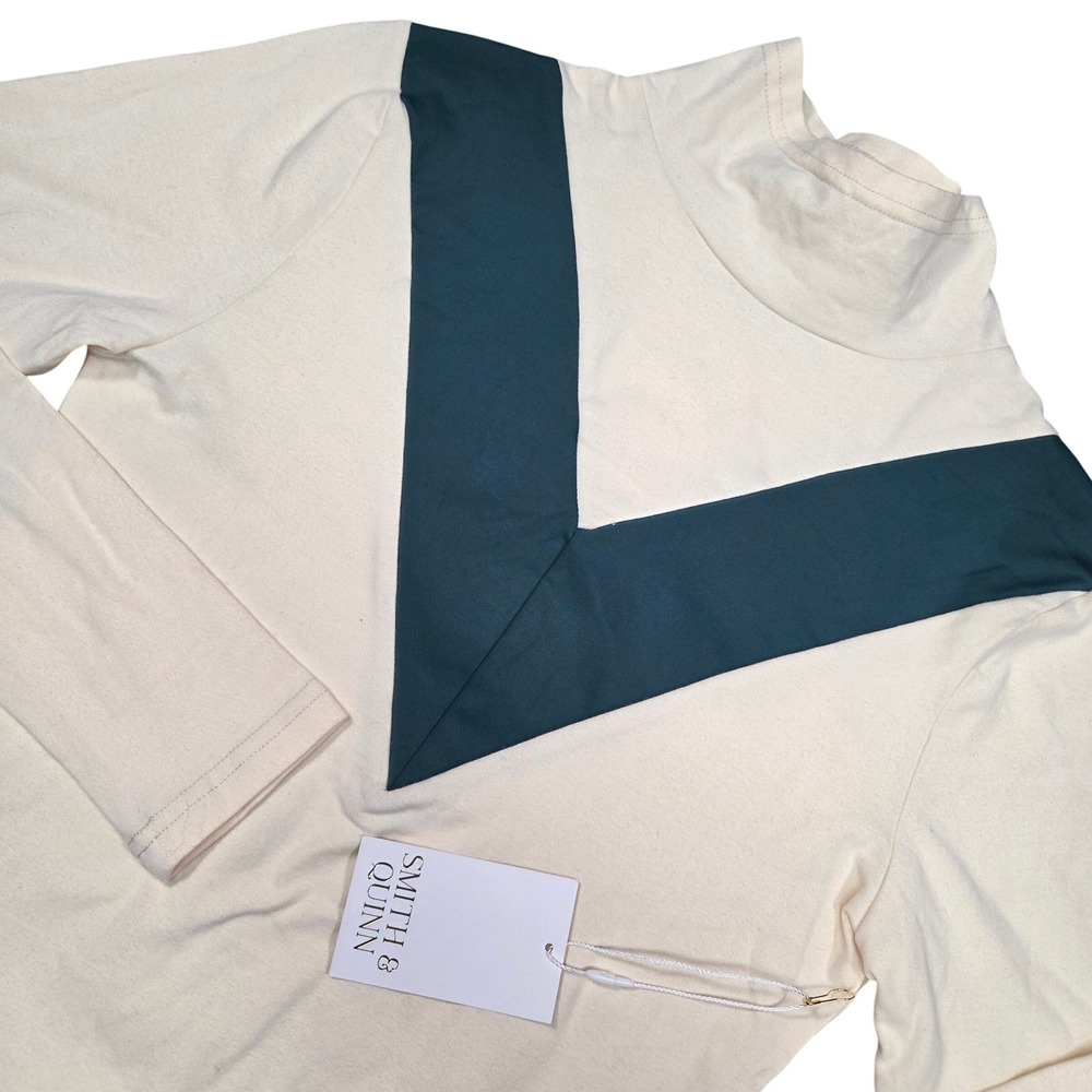 Smith & Quinn Turtleneck Top Womens XS Ivory Chevron Colorblock Golf‎ Equestrian